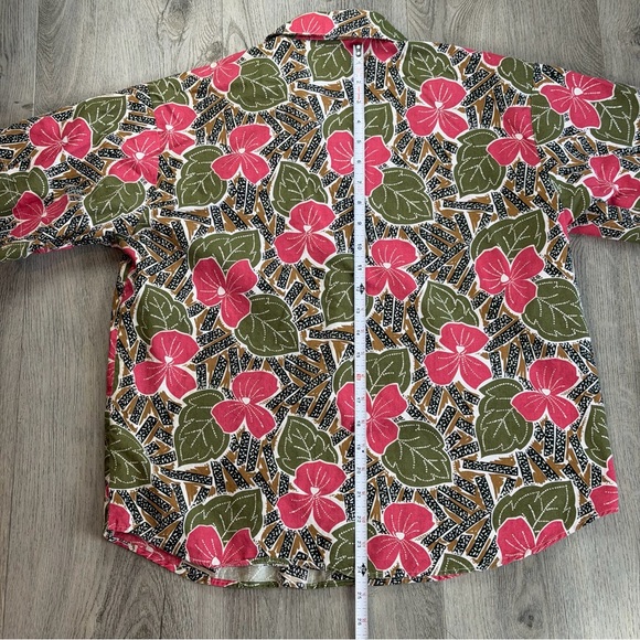Vintage Tanzerina! Shirt Woman’s Medium Multicolor Hibiscus Hawaiian 90’s Y2K - Picture 9 of 10